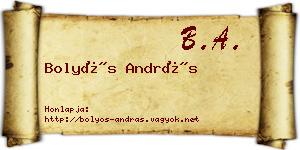 Bolyós András névjegykártya